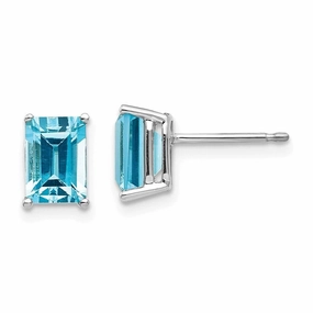 14k White Gold 7x5mm Emerald Earring Mounting No Stones Included No Backs