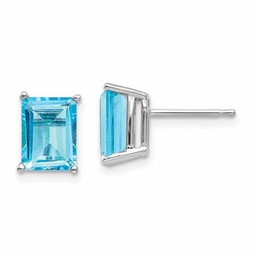14k White Gold 8x6mm Emerald Earring Mountings No Stones Included No Backs
