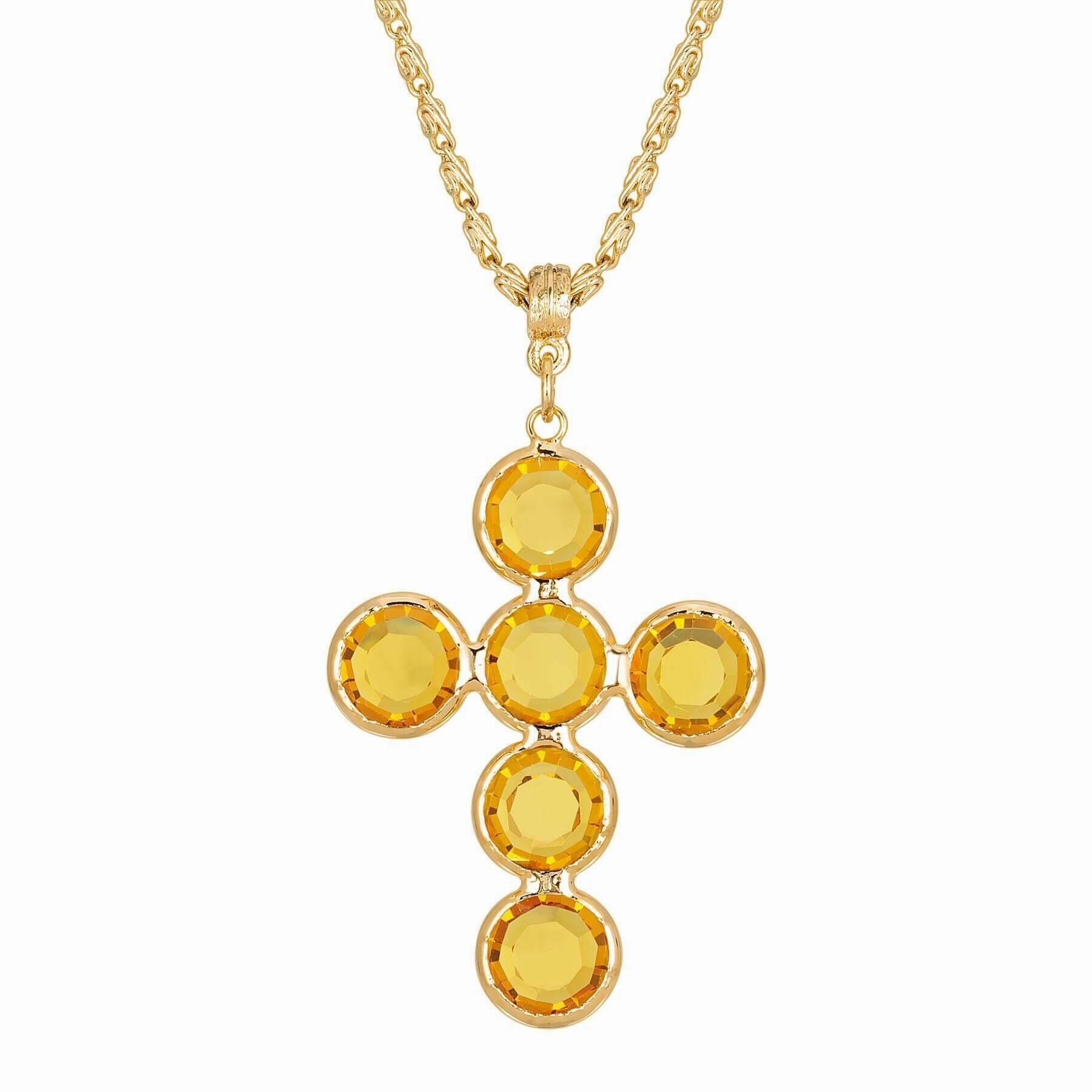 1928 Jewelry Austrian Crystal Cross Pendant Necklace 20"