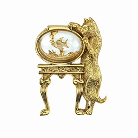 1928 Jewelry Cat And Fish Bowl Pin
