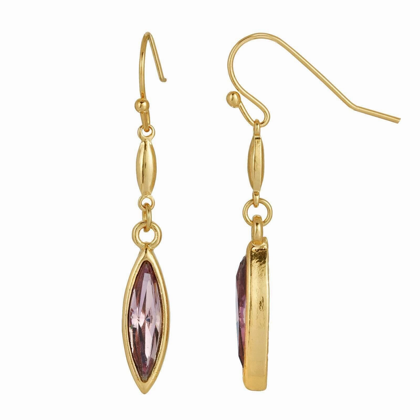 1928 Jewelry Classic Navette Crystal Wire Drop Earrings