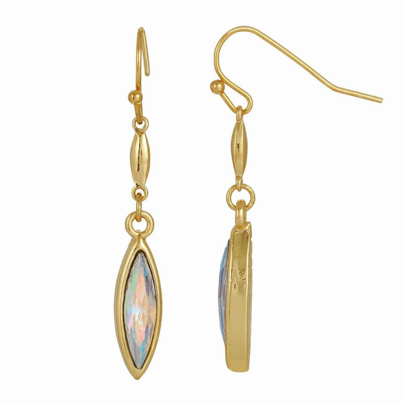 1928 Jewelry Classic Navette Crystal Wire Drop Earrings