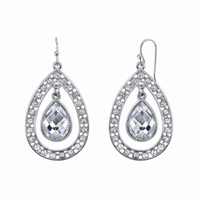 1928 Jewelry Crystal Caged Teardrop Earrings