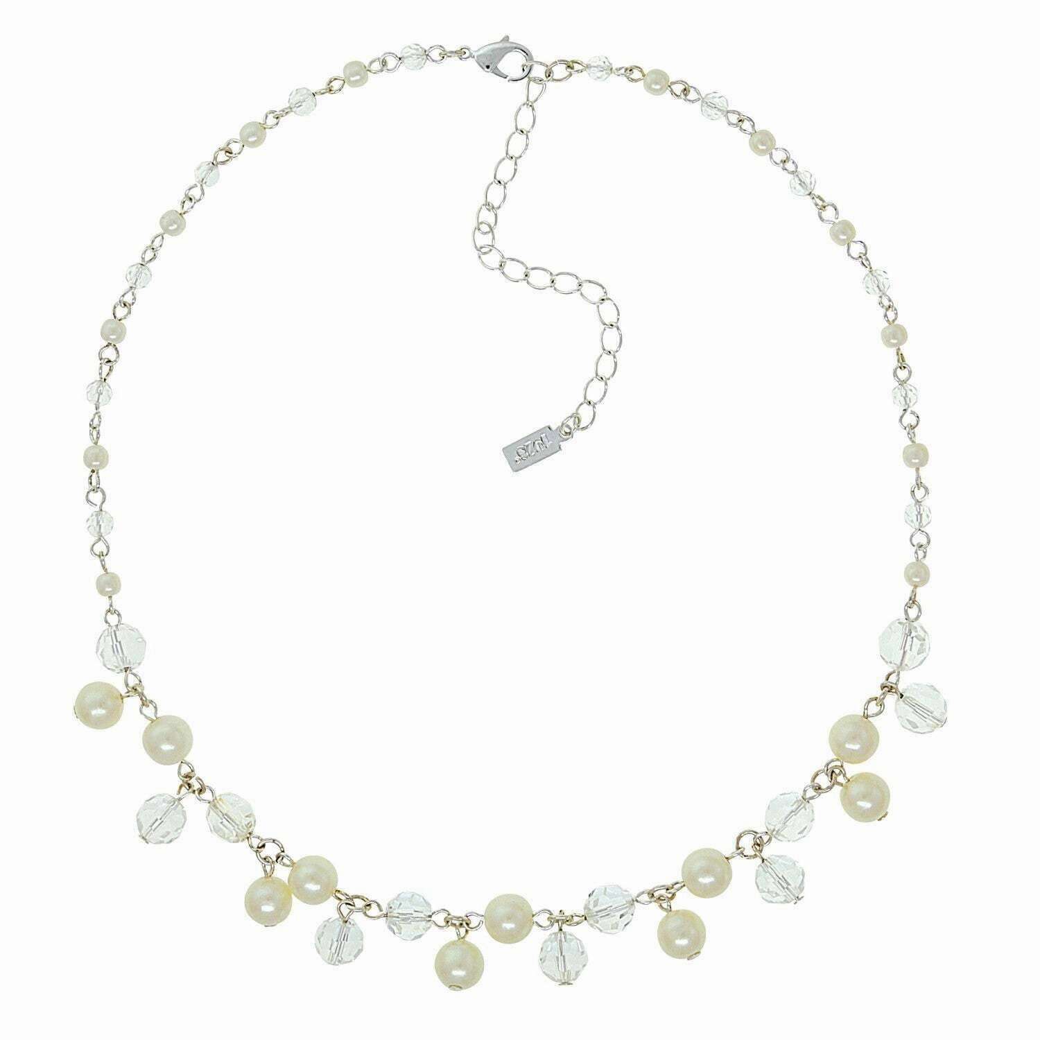 1928 Jewelry Crystal Faux Pearl Multi Necklace 16"   3" Extender
