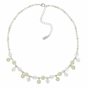 1928 Jewelry Crystal Faux Pearl Multi Necklace 16"   3" Extender