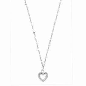 1928 Jewelry Crystal Heart Pendant Necklace 16"   3" Extender