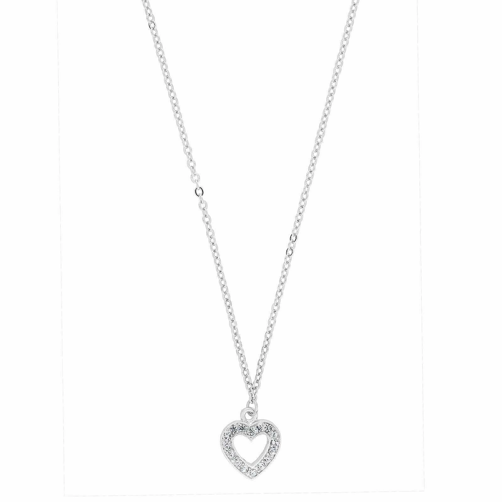 1928 Jewelry Crystal Heart Pendant Necklace 16"   3" Extender