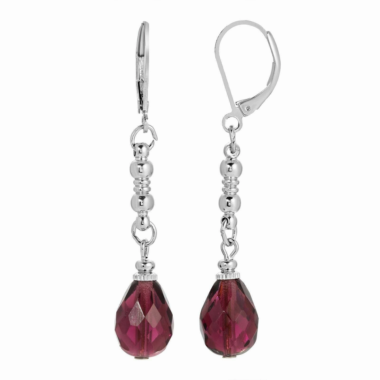 1928 Jewelry Euro Fire Polished Crystal Linear Earrings