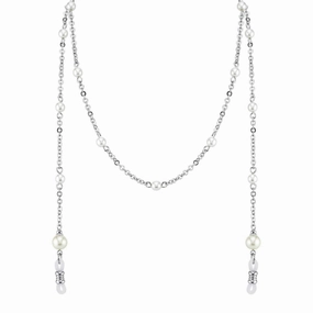 1928 Jewelry Faux Pearl Eyeglass Holder Chain Necklace 30"