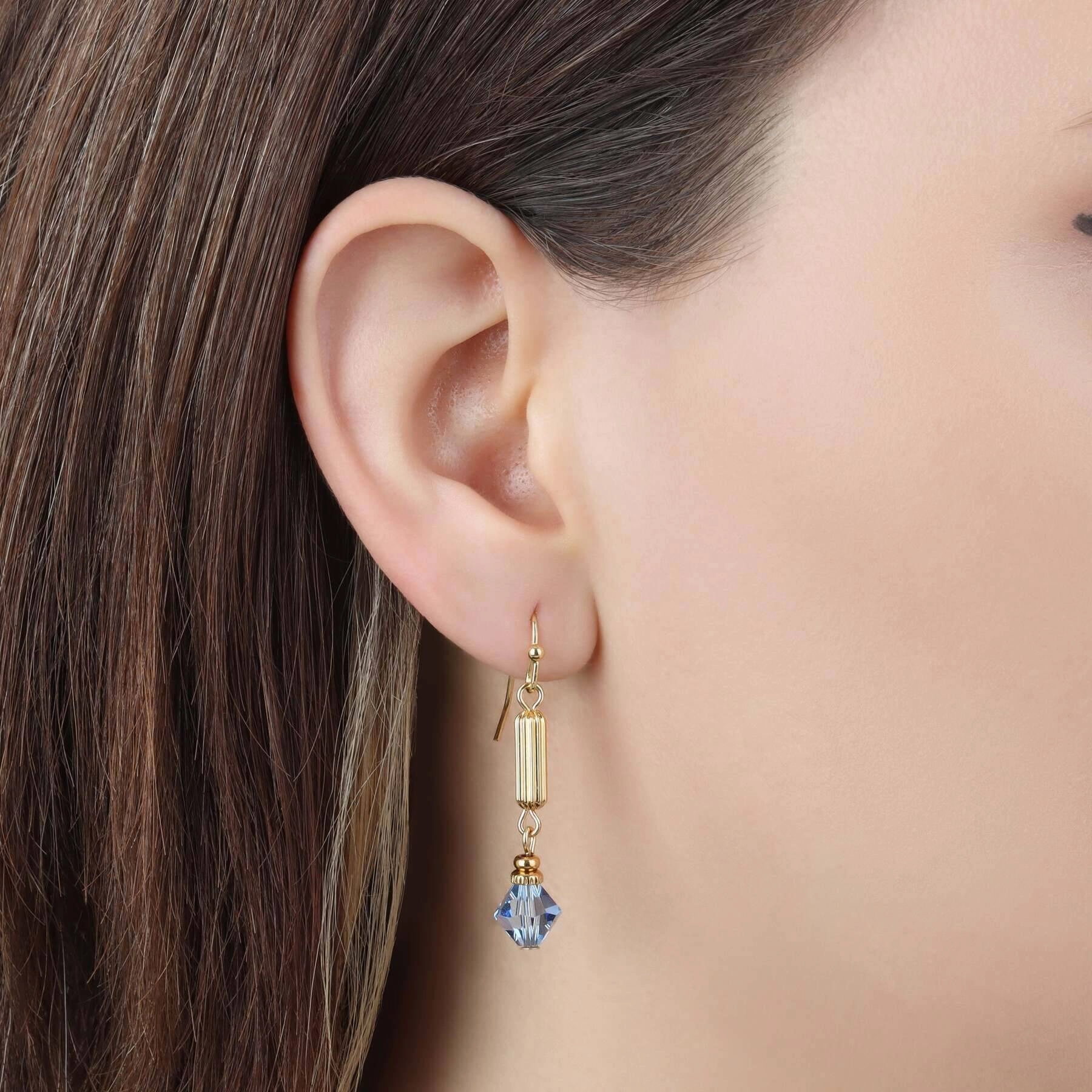 1928 Jewelry Gold Bead Crystal Lantern Dangling Earrings