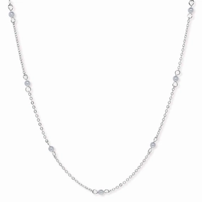 1928 Jewelry Grey 3mm Faux Pearl Chain Necklace 16"