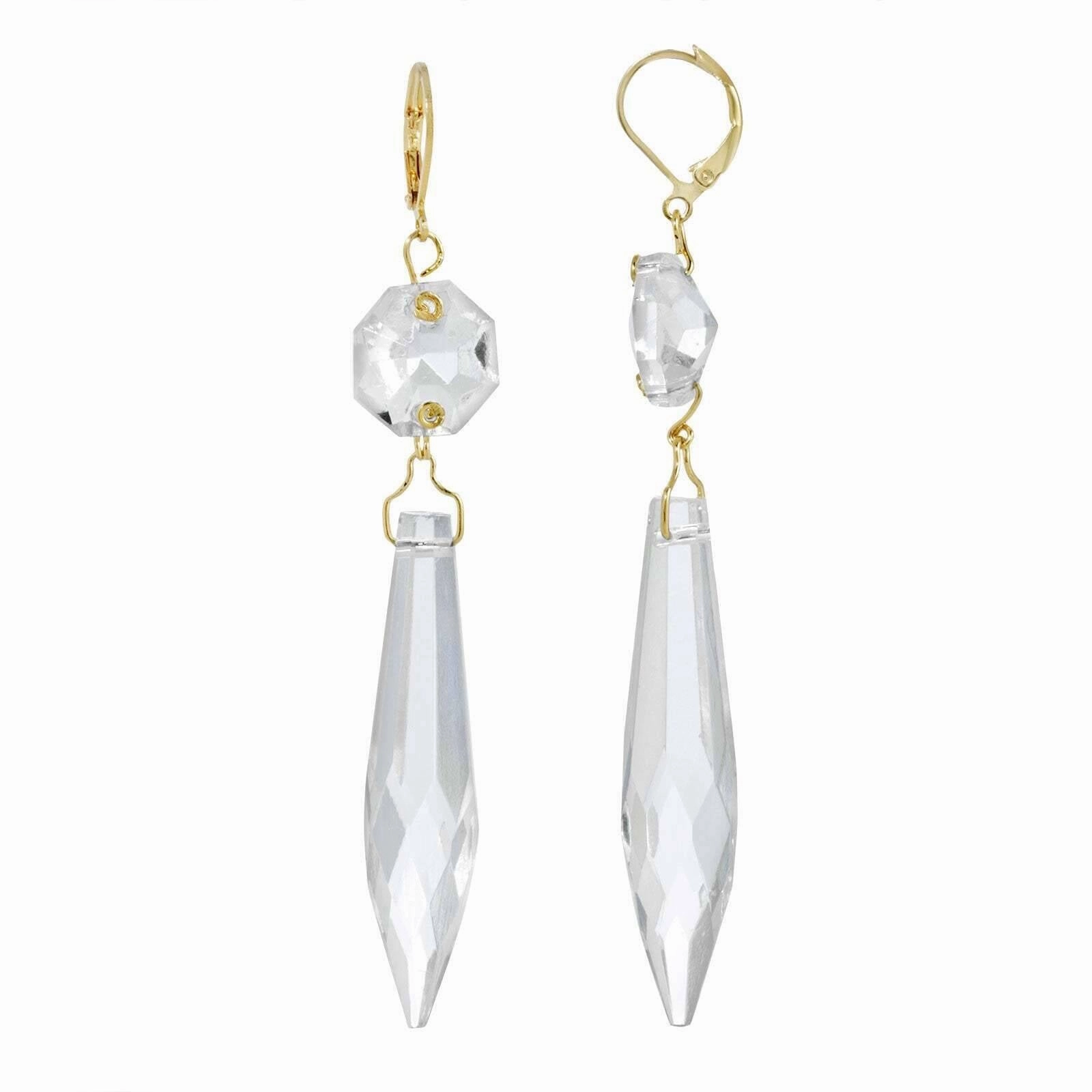 1928 Jewelry Icicle Dreams Crystal Linear Drop Earrings