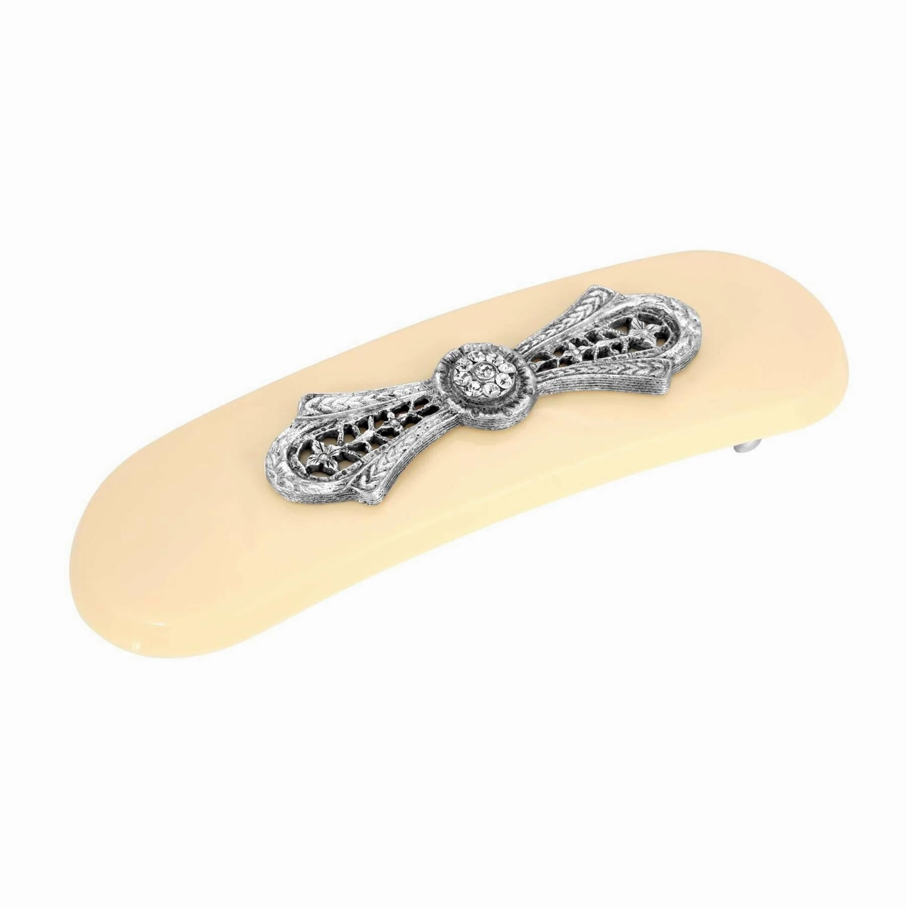 1928 Jewelry Ivory Color Filigree With Crystal Accent Hair Clip