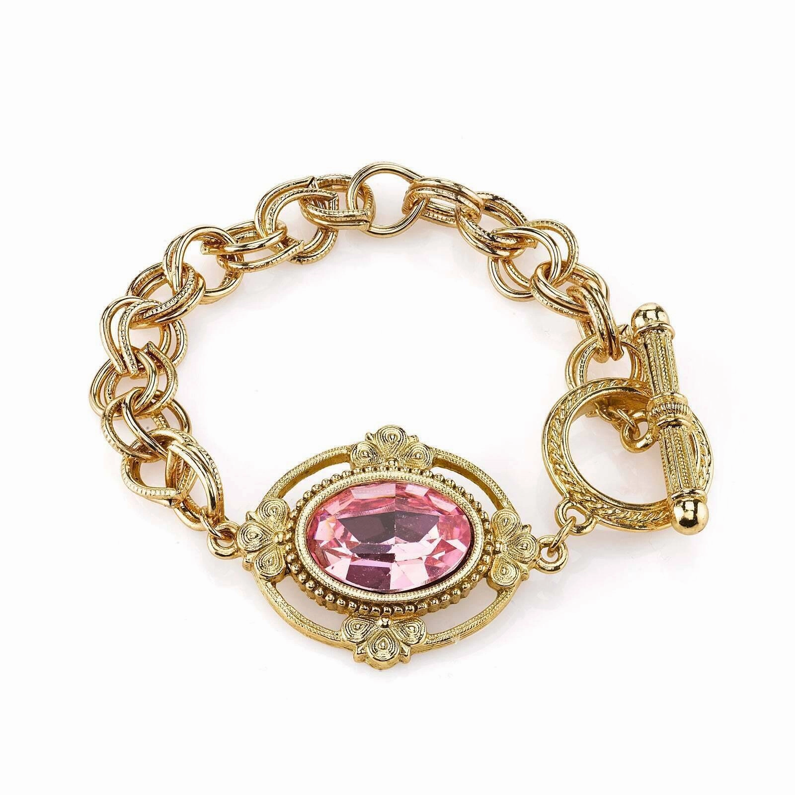 1928 Jewelry Oval Austrian Crystal Toggle Bracelet