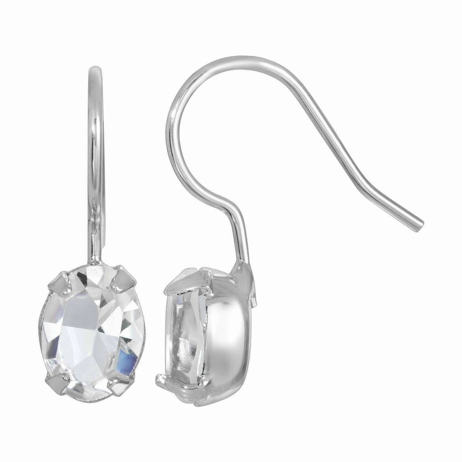 1928 Jewelry Petite Austrian Crystal Oval Wire Earrings