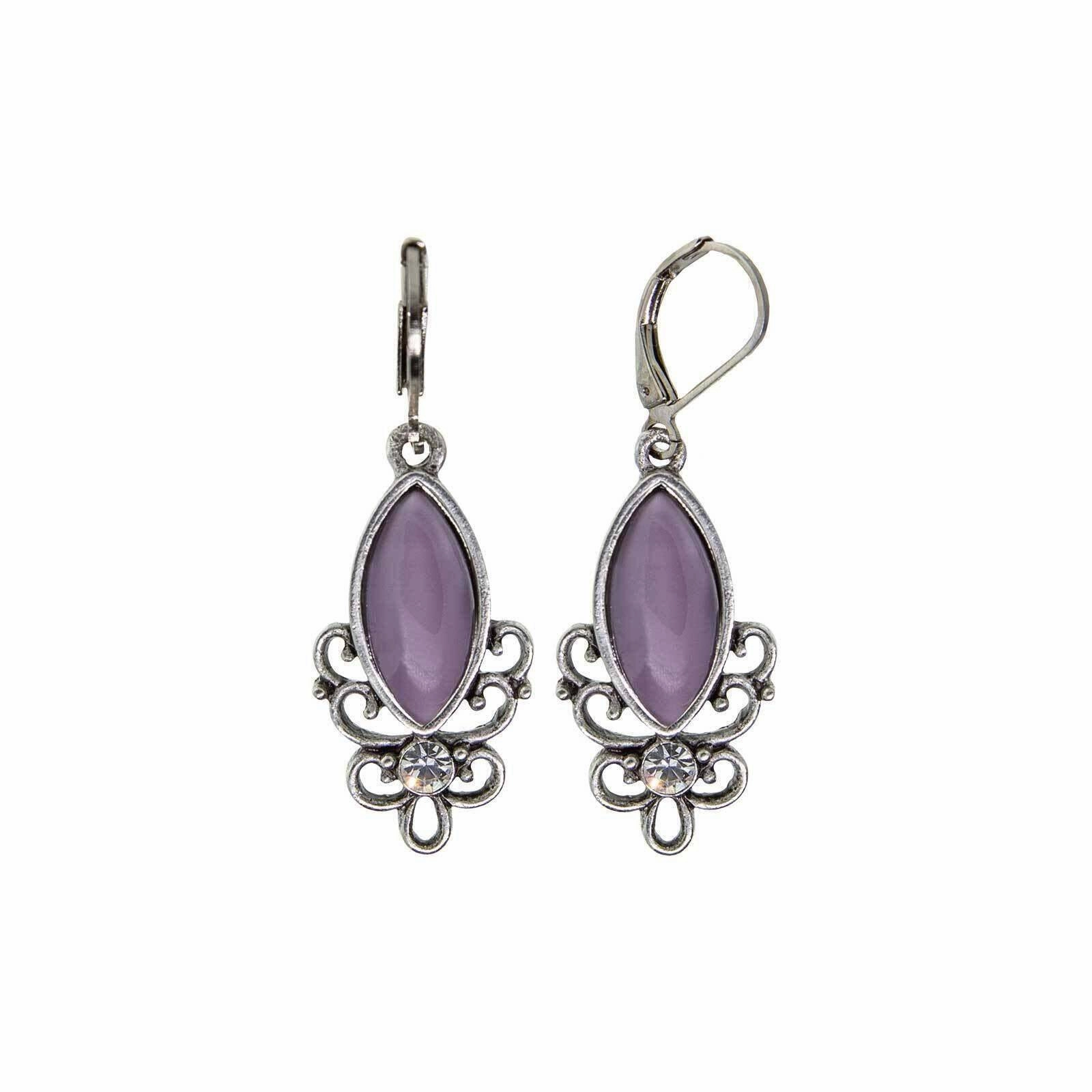 1928 Jewelry Pewter Filigree Drop Earrings