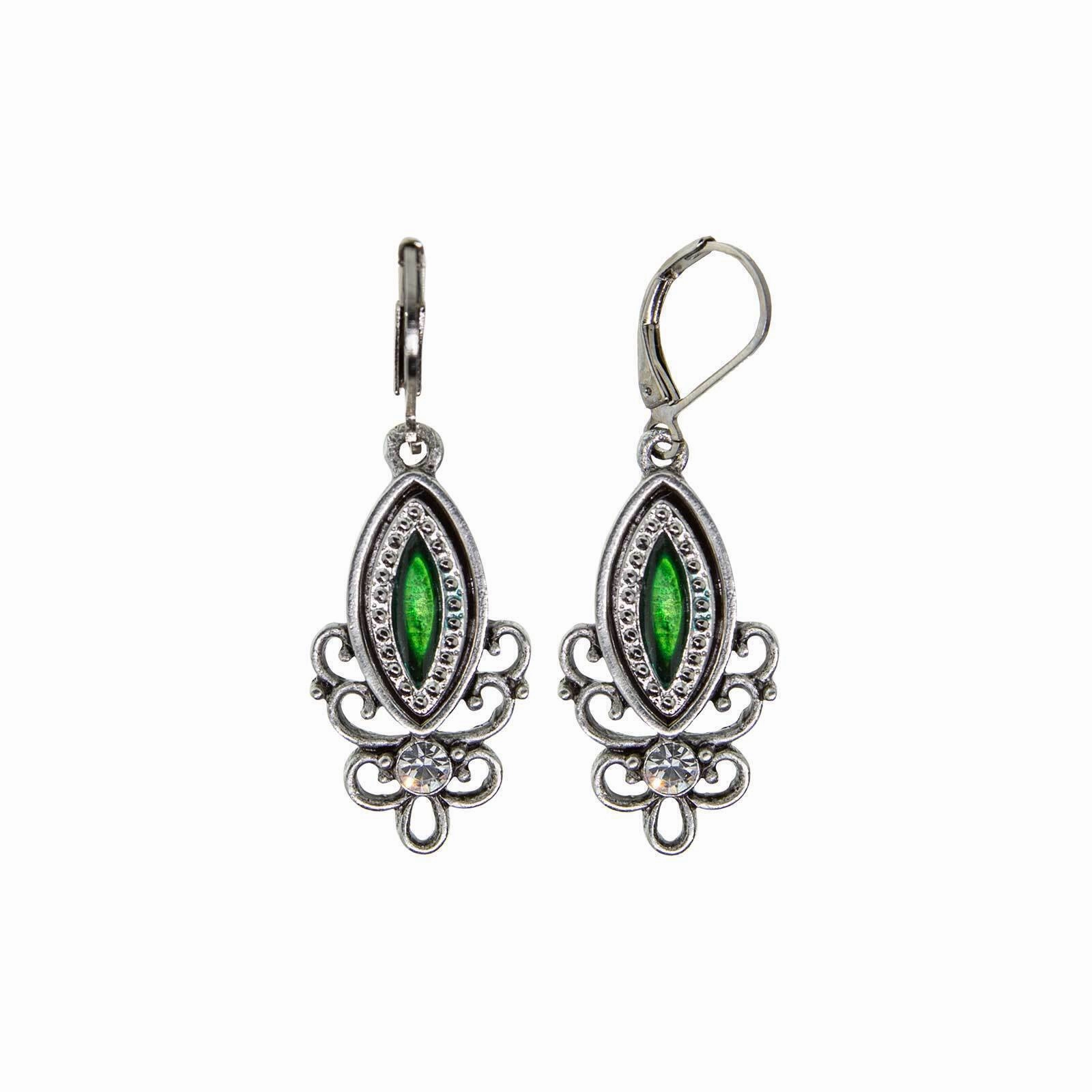 1928 Jewelry Pewter Filigree Drop Earrings