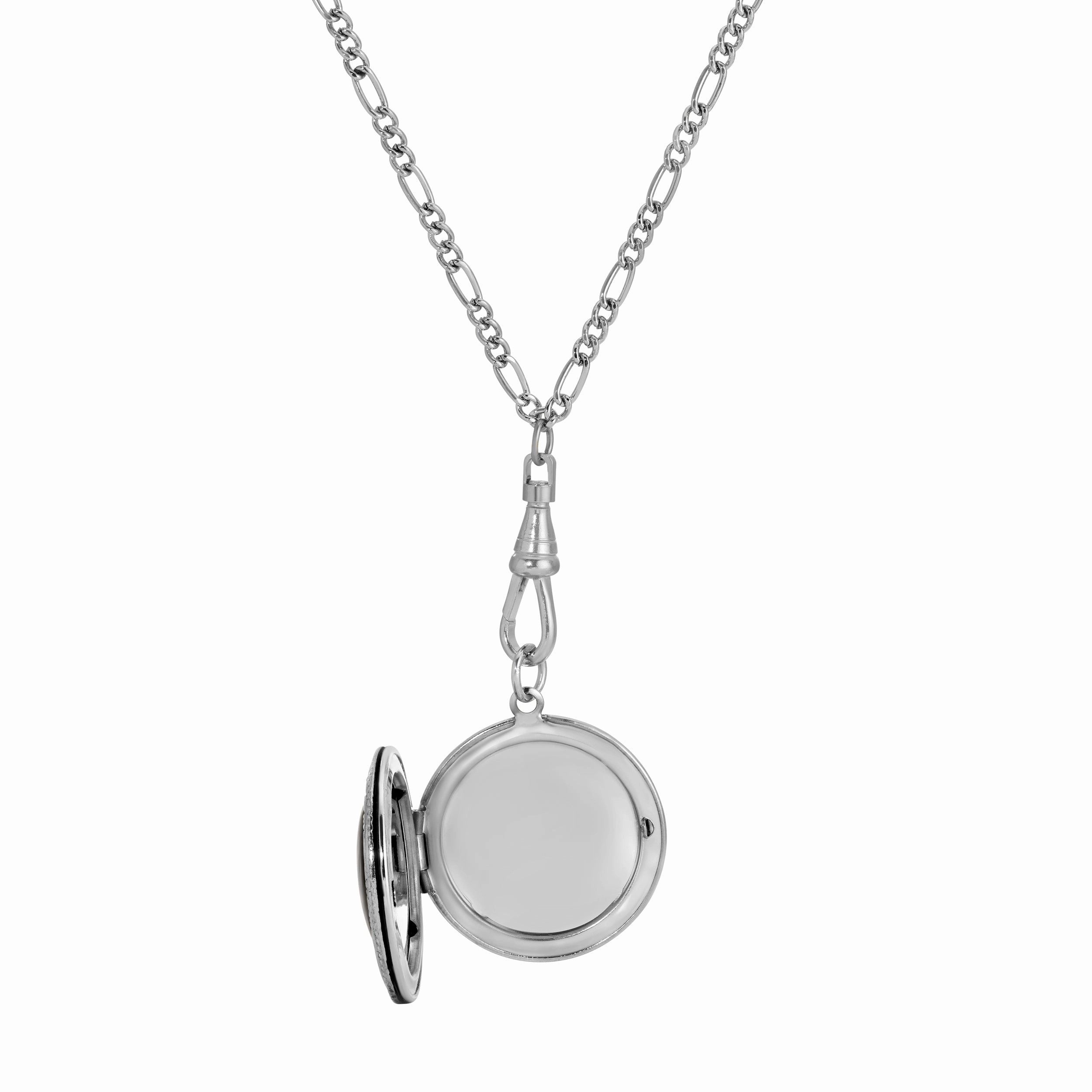1928 Jewelry Pink Blossoms Swivel Round Locket Pendant Necklace 28"