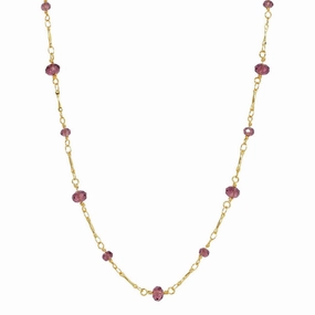 1928 Jewelry Purple Beaded Chain Necklace 16"   3" Extender