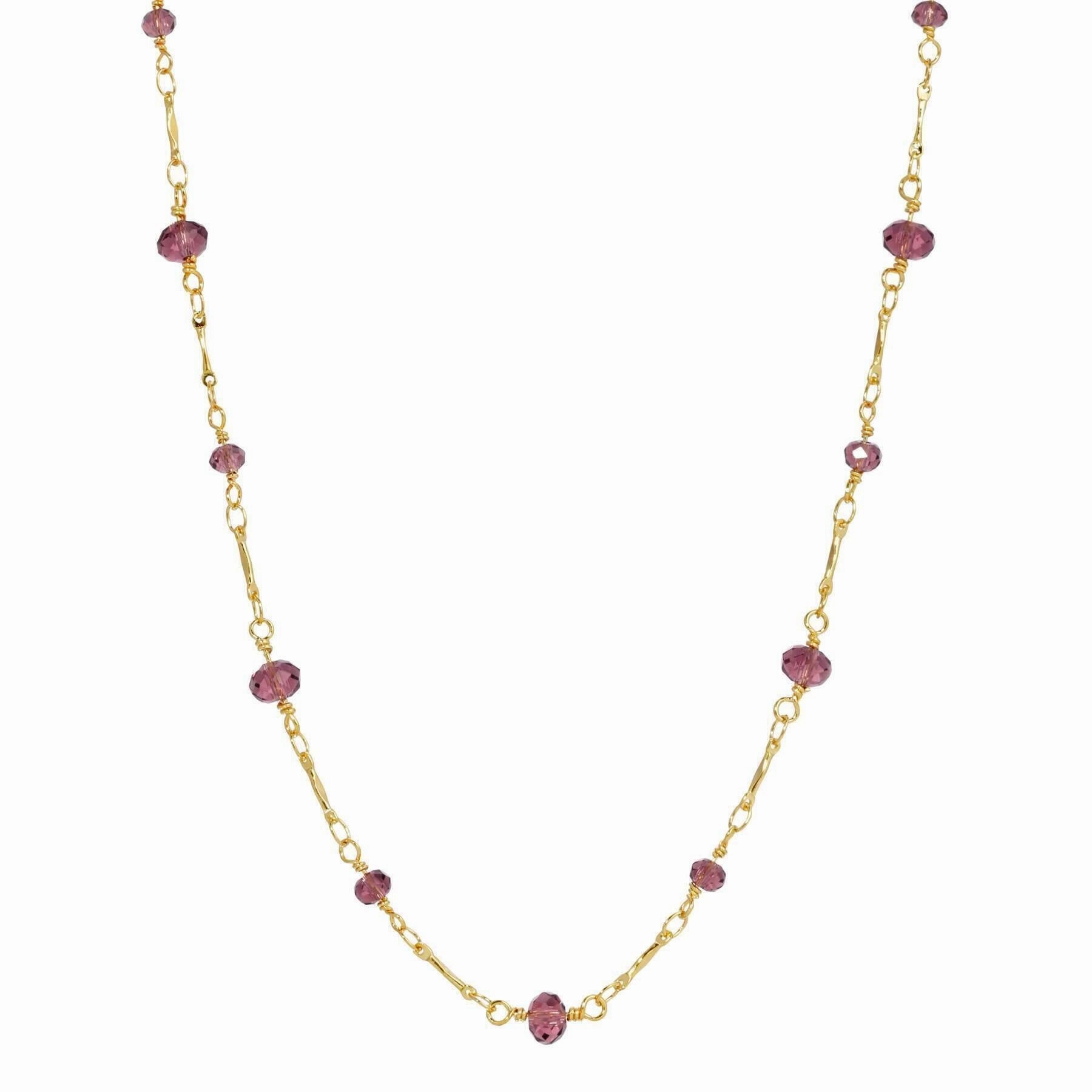 1928 Jewelry Purple Beaded Chain Necklace 16"   3" Extender