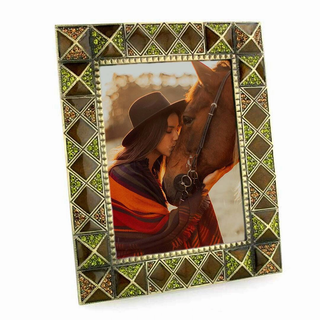 1928 Jewelry Pyramidal & Diamond Elegance Rectangular Crystal Picture Frame 3.5" x 5"