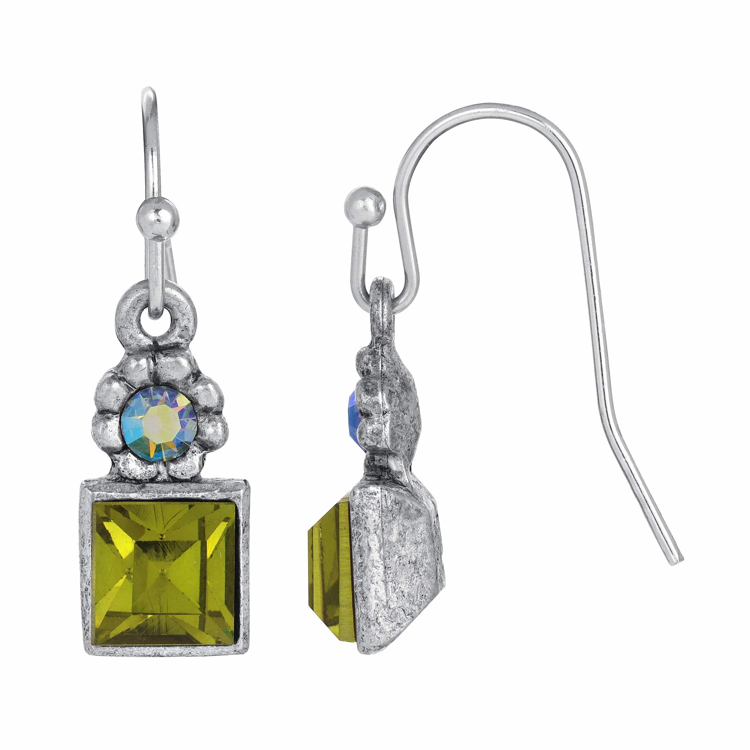 1928 Jewelry Round And Square Sparkling Crystal Drop Earrings