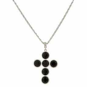 1928 Jewelry Silver Tone Austrian Crystal Cross Pendant Necklace 20"