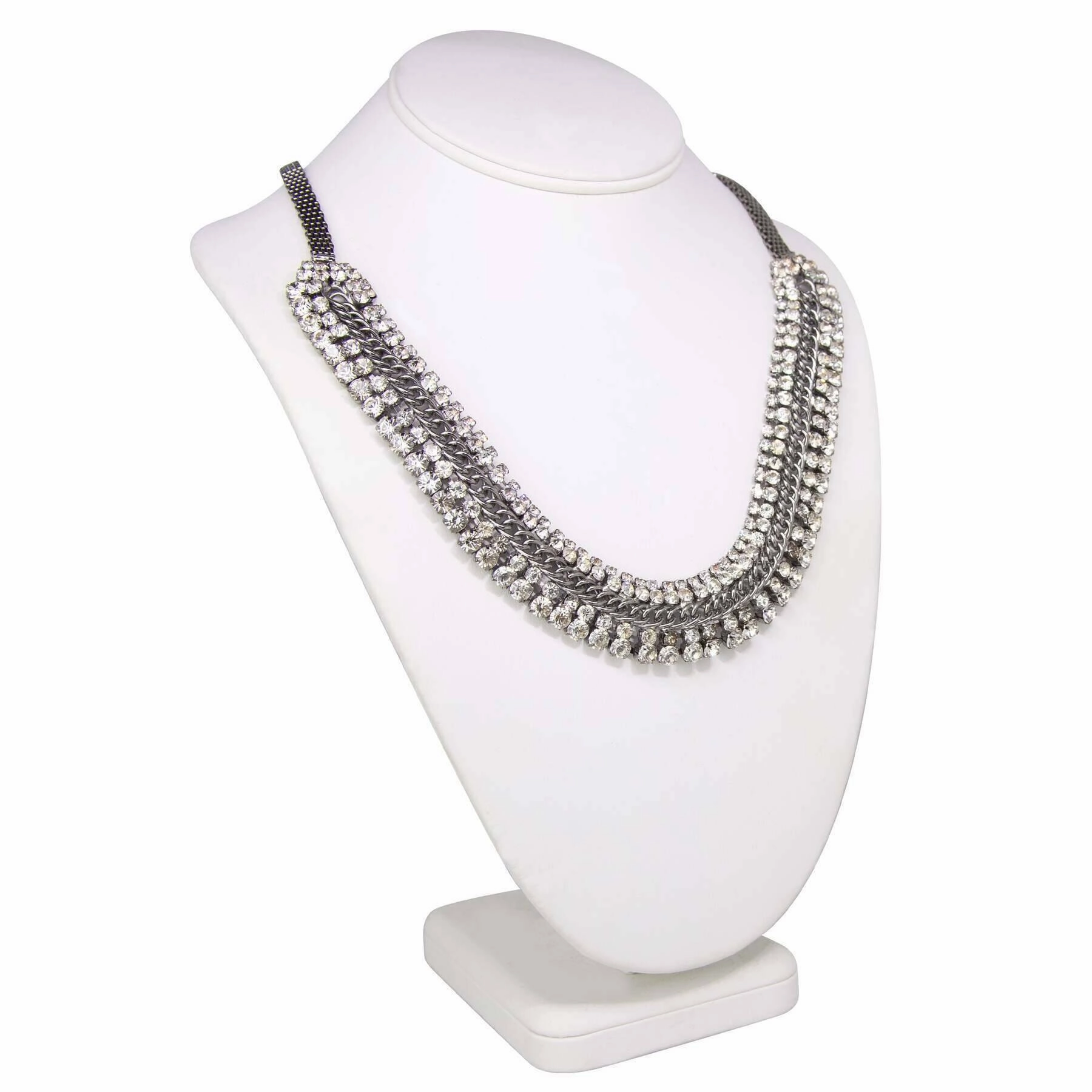 2028 Jewelry Black Chain Crystal Statement Necklace 19"   3" Extension