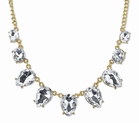 2028 Jewelry Clear Crystal Faceted Collar Necklace 16"   3" Extender