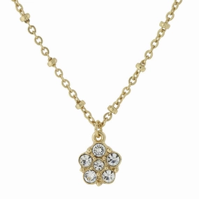 2028 Jewelry Clear Crystal Petite Flower Pendant Necklace 16"   3" Extender