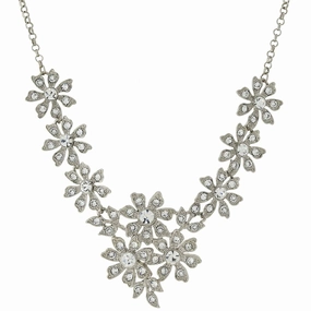 2028 Jewelry Crystal Flower Statement Necklace 16"   3" Extender