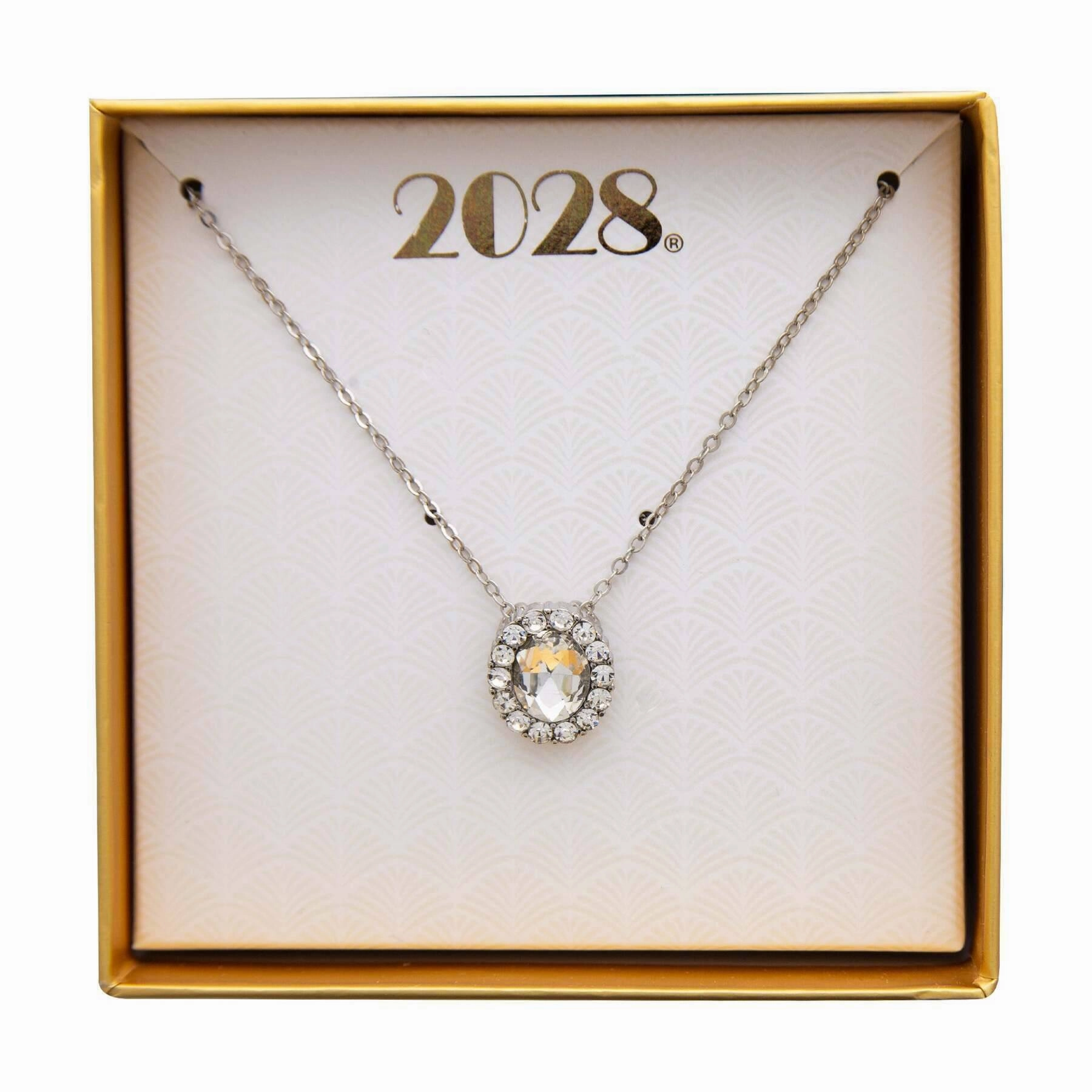 2028 Jewelry Crystal Oval Pendant Necklace 16"   3" Extender