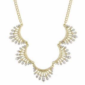 2028 Jewelry Crystal Scallop Collar Necklace 16"   3" Extender
