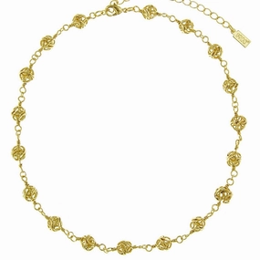 2028 Jewelry Gold Caged Filigree Beaded Necklace 15"   3" Extension