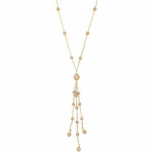 2028 Jewelry Light Brown Lantern Beaded Y Necklace 16"   3" Extender