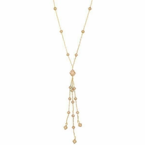2028 Jewelry Light Brown Lantern Beaded Y Necklace 16"   3" Extender