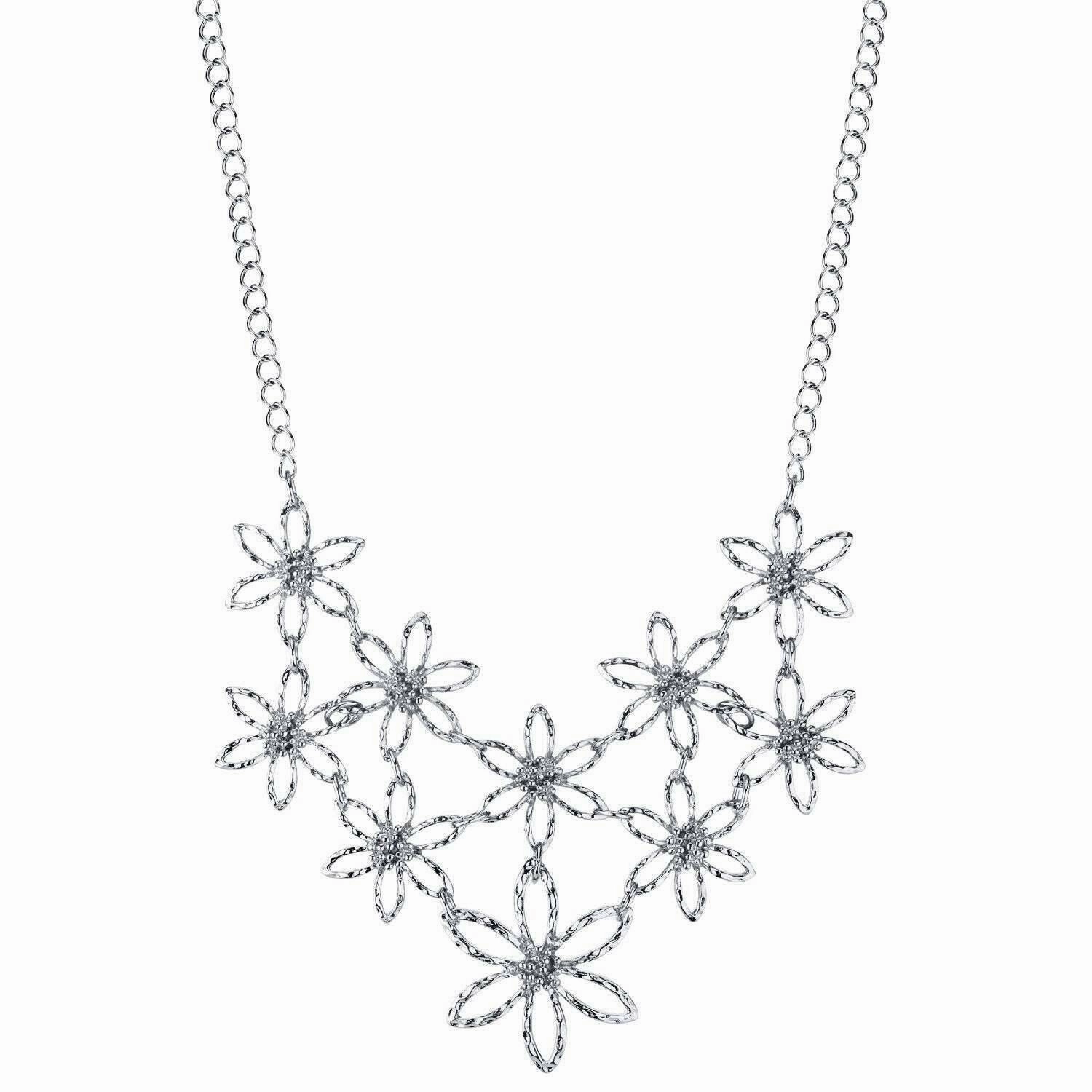 2028 Jewelry Linking Flower Bib Necklace 16"   3" Extender