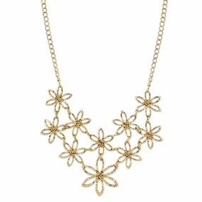 2028 Jewelry Linking Flower Bib Necklace 16"   3" Extender