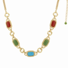 2028 Jewelry Multi-Color Link Collar Necklace 16"   3" Extender