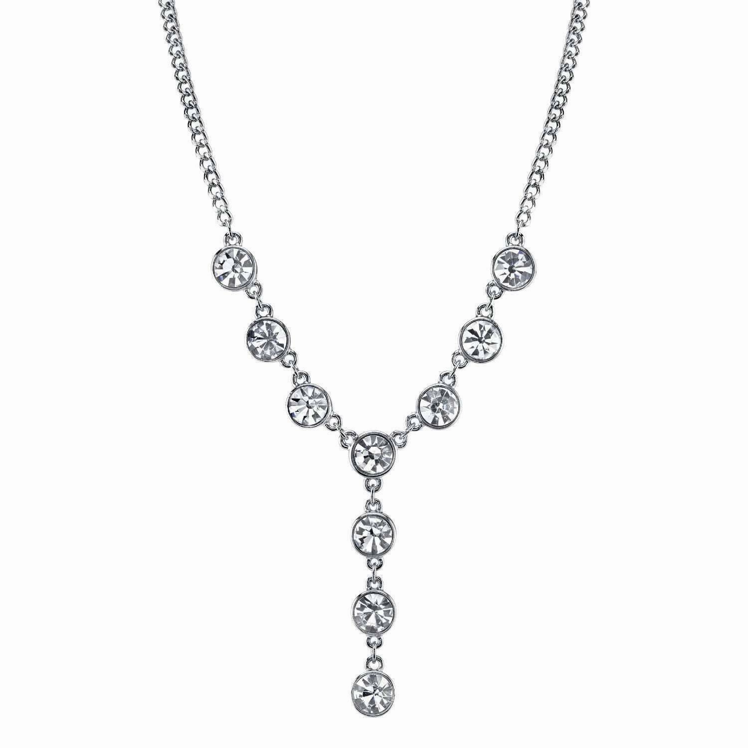 2028 Jewelry Multi Crystal Diamond Cut Cable Chain Y-Necklace 16"   3" Extender