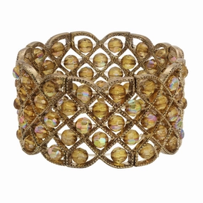 2028 Jewelry Olivine Green Ab Crystal Beaded Lattice Stretch Bracelet