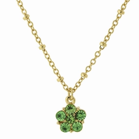 2028 Jewelry Petite Sweet Flower Crystal Pendant Necklace 16"