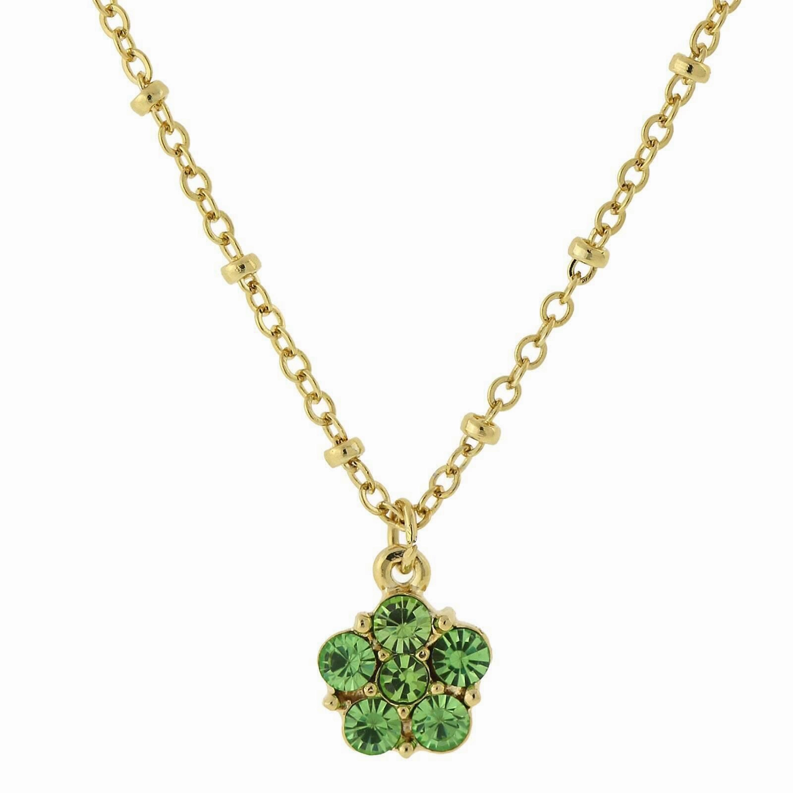 2028 Jewelry Petite Sweet Flower Crystal Pendant Necklace 16"