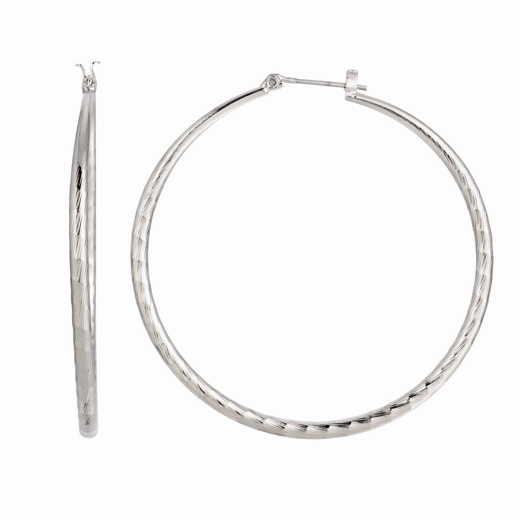2028 Jewelry Silver Extra Large Hoop Earrings With Design