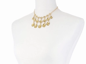 2028 Jewelry Three Row Oval Faceted Stone Bib Necklace 16"   3" Extender