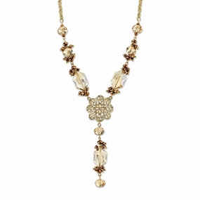 2028 Jewelry Topaz Color Filigree Center Y-Necklace 16"   3" Extender