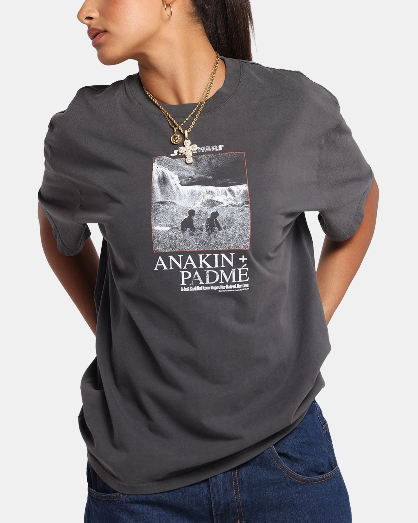 73 Studio Star Wars Anakin And Padme Vintage T-Shirt Black Wash