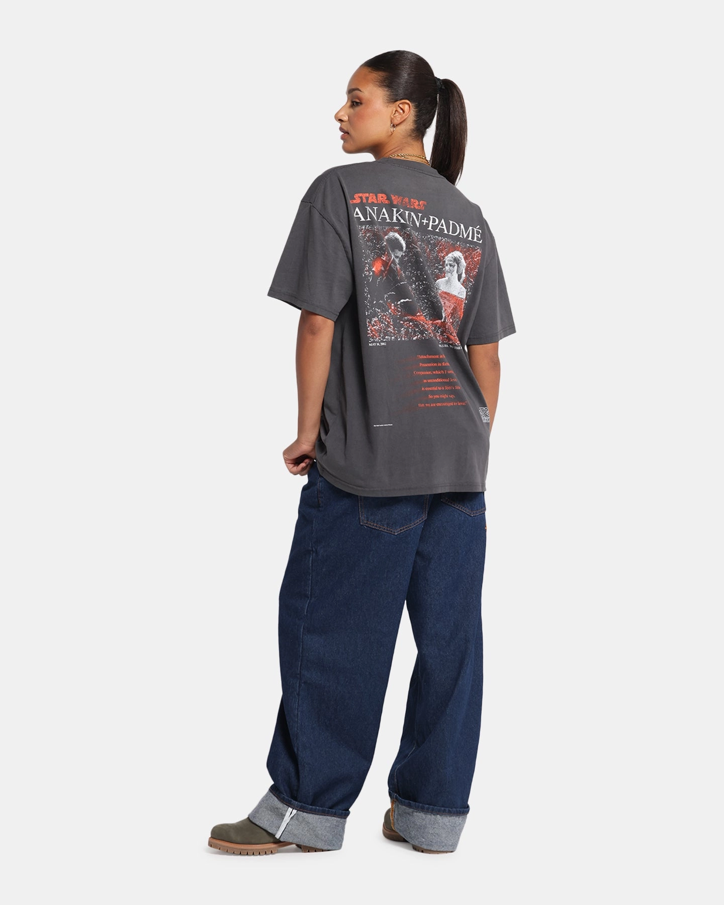 73 Studio Star Wars Anakin And Padme Vintage T-Shirt Black Wash