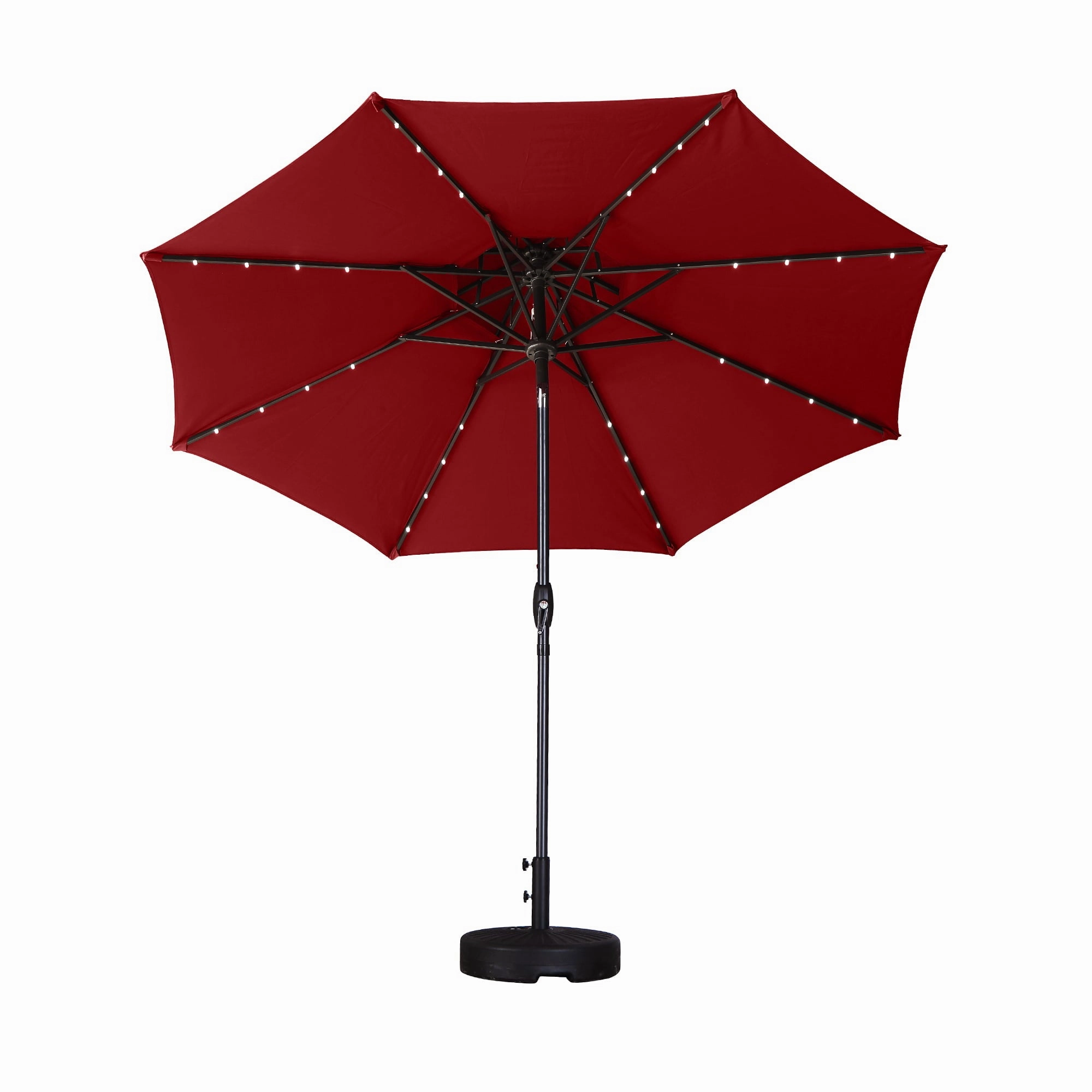 Ainfox OB-OTU006RD 9ft Patio Solar Umbrellas 2 Tier w/Solar Powered 32 LEDs, Red