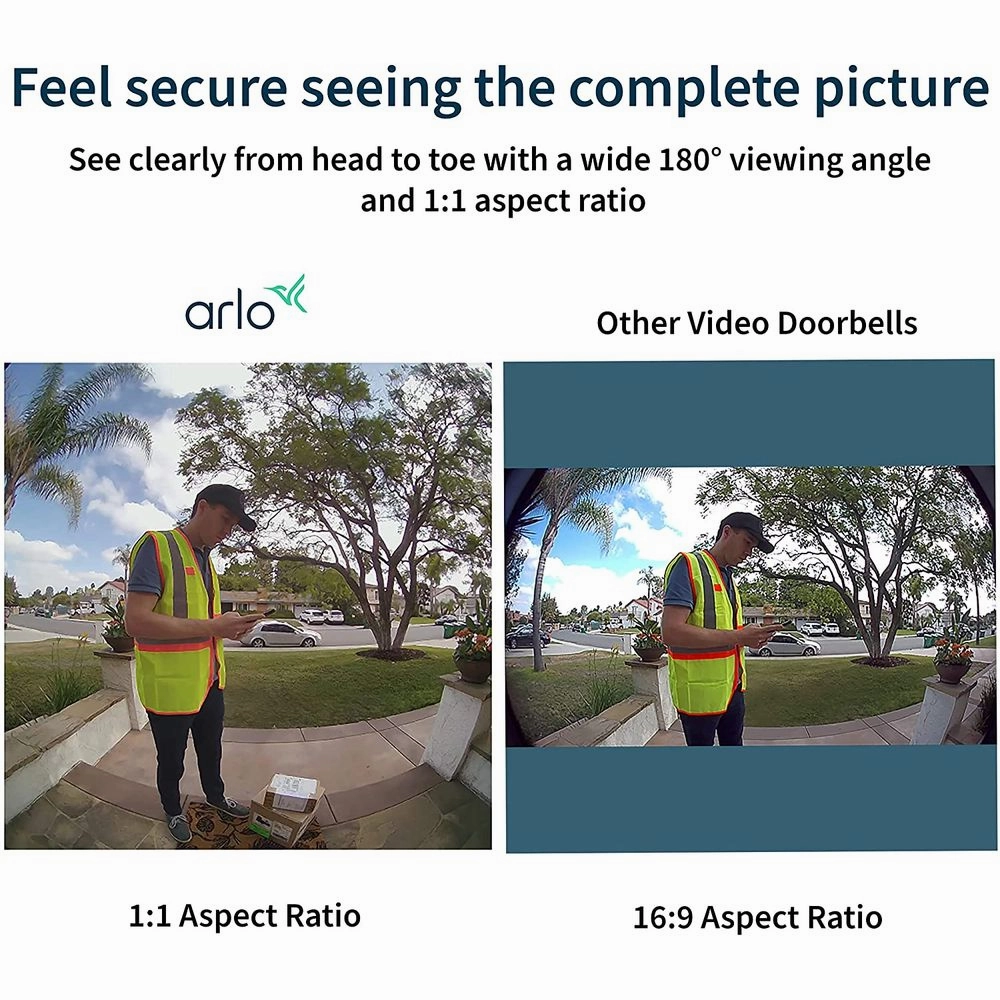 Arlo Essential AVD2001-1SCNAS Wire-Free Video Doorbell HD with 2 Rechargeable Batteries, White